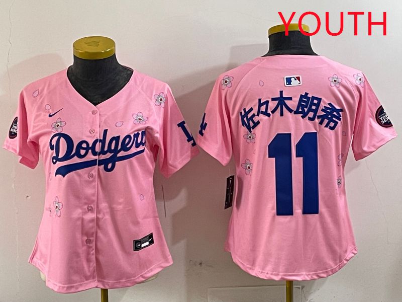 Youth Los Angeles Dodgers 11 R.Sasaki Pink Sakura Edition 2025 Nike MLB Jersey style 10